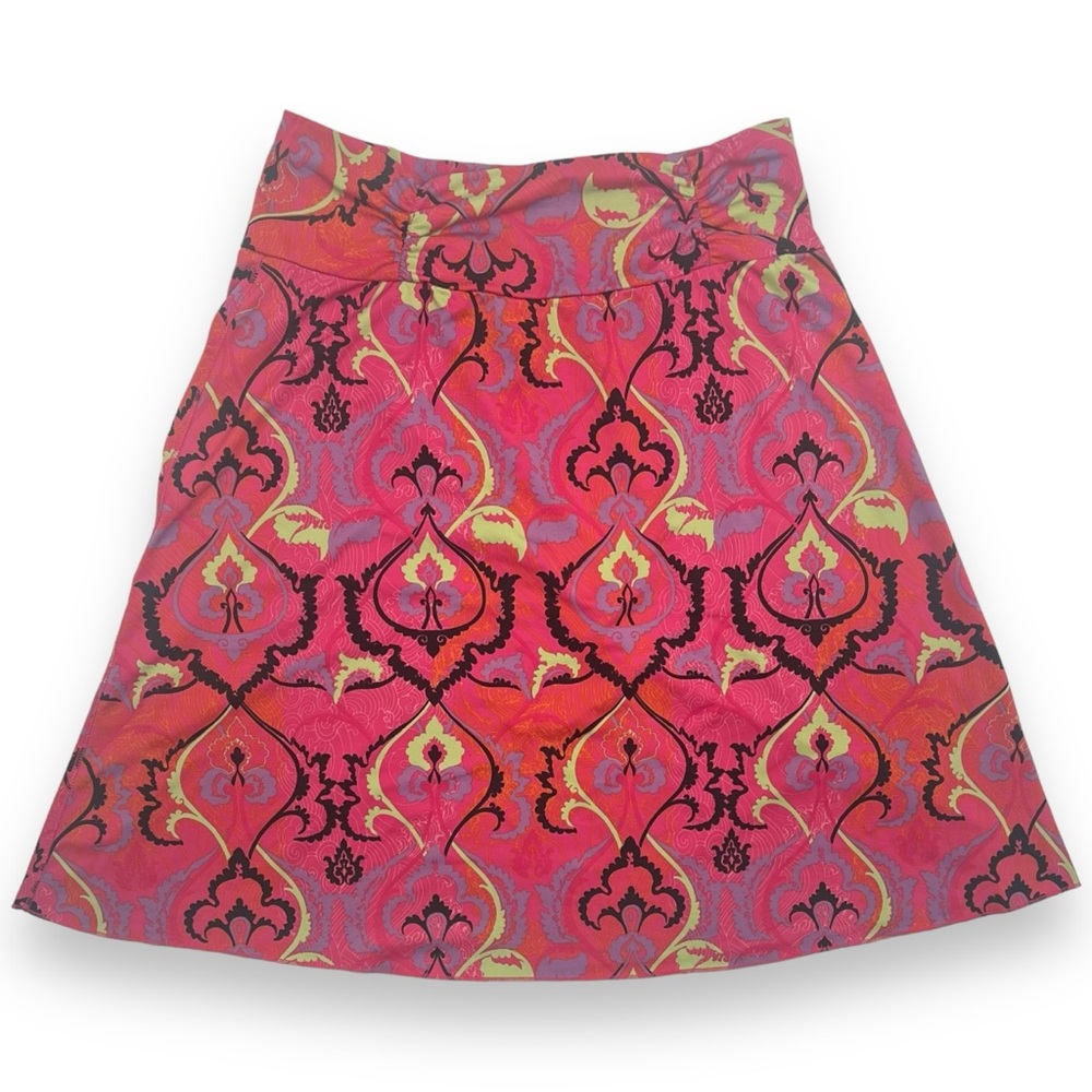 Soybu Bright Pink Multicolor Geometric Stretch A-line Skirt Size Medium